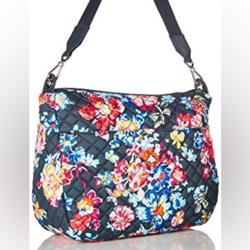 COPY Vera Bradley Women's Cotton Shoulder Bag Crossbody Purse, Pretty Posies - Picture 3 of 6